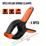 HORUSDY 8Pc Spring Clamp Set Quick Grip Plastic Non-Slip Nylon Clips Woodworking - Side View