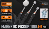 3Pc Magnetic Pick Up Tool & Swivel Inspection Mirror Telescoping Rod Heavy Duty - Front View