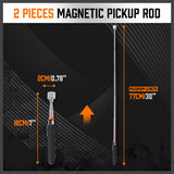 3Pc Magnetic Pick Up Tool & Swivel Inspection Mirror Telescoping Rod Heavy Duty - Side View