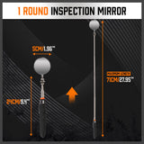 3Pc Magnetic Pick Up Tool & Swivel Inspection Mirror Telescoping Rod Heavy Duty - Top-Down View