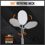3Pc Magnetic Pick Up Tool & Swivel Inspection Mirror Telescoping Rod Heavy Duty - 45-Degree Angle