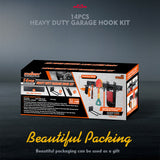 Wall Mounted Hook Rail Set Bike Holder Garden Tool Storage Rack Garage Organizer - Extra Image