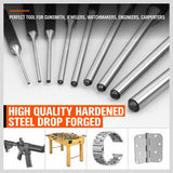 9Pc Roll Pin Punch Set Bolt Catch Gun Building Removing Repair Tool Canvas Pouch - 45-Degree Angle