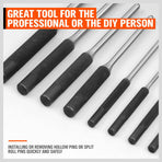 9Pc Roll Pin Punch Set Bolt Catch Gun Building Removing Repair Tool Canvas Pouch, image 6
