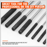 9Pc Roll Pin Punch Set Bolt Catch Gun Building Removing Repair Tool Canvas Pouch - Rear View