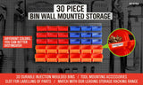 30 Bins Tool Storage Wall Mounted Organiser Parts Garage Workshop Box Heavy Duty - Front View