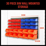 30 Bins Tool Storage Wall Mounted Organiser Parts Garage Workshop Box Heavy Duty - Side View