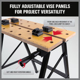 Foldable Work Bench Mobile Sawhorse Garage Trestle Wood Cutting Anti-slip Table - Rear View