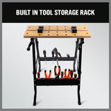 Foldable Work Bench Mobile Sawhorse Garage Trestle Wood Cutting Anti-slip Table - Close-Up Angle