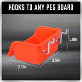 6Pc Pegboard Bins Peg Board Parts Storage With Steel Hooks Tools Organiser Tray - Top-Down View