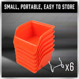 6Pc Pegboard Bins Peg Board Parts Storage With Steel Hooks Tools Organiser Tray - Low Angle