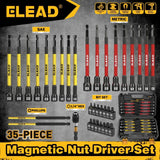 ELEAD 35Pcs Magnetic Nut Driver Bit Set Metric SAE 1/4