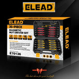 ELEAD 35Pcs Magnetic Nut Driver Bit Set Metric SAE 1/4