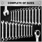 ELEAD 33Pcs Ratchet Wrench Set SAE Metric Wrench Phillips Slotted Bits Adapter - Top-Down View