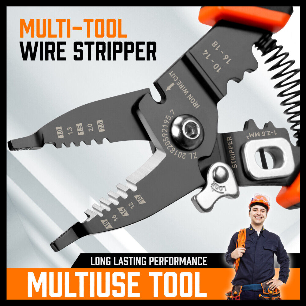 8 Wire Stripping Tool Wire Cutter Hand Crimping Pliers Strip Cutter Insulated
