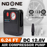 NOONE 1.9M Air Compressor Tire Inflator 12V Portable Car Tire Inflator Pump 60W - Front View