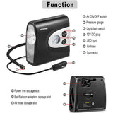 NOONE 3 IN 1 Air Compressor Tire Inflator 12V Portable Car Tire Inflator Pump - Top-Down View