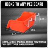 16Pc Pegboard Bins Peg Board Parts Storage With Steel Hooks Tools Organiser Tray - Top-Down View