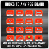 16Pc Pegboard Bins Peg Board Parts Storage With Steel Hooks Tools Organiser Tray