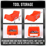 16Pc Pegboard Bins Peg Board Parts Storage With Steel Hooks Tools Organiser Tray - Close-Up Angle