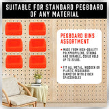 16Pc Pegboard Bins Peg Board Parts Storage With Steel Hooks Tools Organiser Tray - Low Angle