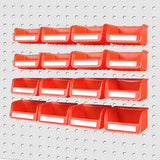 16Pc Pegboard Bins Peg Board Parts Storage With Steel Hooks Tools Organiser Tray - Extra Image