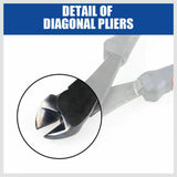 7 Flush Side Cutter Diagonal Cut Pliers Plastic Nippers Cutting Insulated Tool