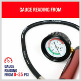 Universal Cooling System Radiator Pressure Tester Gasket Test Kit Leak Detector - Rear View