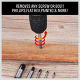 New 6Pc Damaged Screw Extractor Ezy Set Easy Out Broken Screw Bolt Remover Kit - 45-Degree Angle