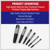 New 6Pc Damaged Screw Extractor Ezy Set Easy Out Broken Screw Bolt Remover Kit - Rear View
