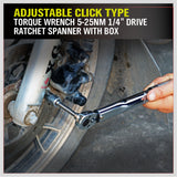 1/4 Drive Click Torque Wrench 5-25NM Ratchet Spanner Adjustable Hand Repair New
