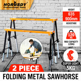 2Pc Mastercraft Sawhorse Metal Folding Non-slip Surface Saw Horse 120KG Capacity - Front View