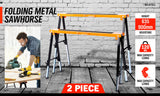 2Pc Mastercraft Sawhorse Metal Folding Non-slip Surface Saw Horse 120KG Capacity - Side View