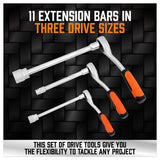 20Pc Socket Extension & Adaptor Set Flexible Joint Reducer Combination Drive Kit - 45-Degree Angle