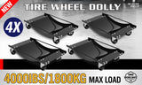 4 x Heavy Duty Wheel Dolly 450 kg 1000 lb Car Vehicle Positioning Jack Platform - Front View