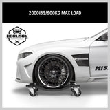 4 x Heavy Duty Wheel Dolly 450 kg 1000 lb Car Vehicle Positioning Jack Platform - Low Angle