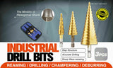 HSS 3pcs Steel Step Cone Set Drill Titanium Bit Hole Cutter 4-12/20/32mm Pouch - Front View