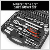 94Pc Socket Ratchet Wrench Set Screwdriver Bits Extension Torx Hex 1/4