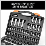 94Pc Socket Ratchet Wrench Set Screwdriver Bits Extension Torx Hex 1/4
