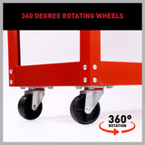 Tool Trolley 3-Tier Workshop Cart Rolling Steel Parts Storage Handyman 150KG Red - 45-Degree Angle