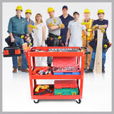 Tool Trolley 3-Tier Workshop Cart Rolling Steel Parts Storage Handyman 150KG Red - Extra Image