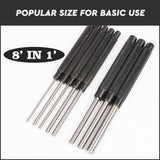8Pc Heavy Duty Long Pin Punch Set 2.4 to 10mm Drift Roll Nail Steel Flat End New - Top-Down View