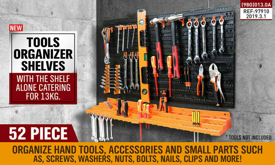 52Pc Wall Mounted Tool Storage Rack Wrench Spanner Holder Screwdriver Pliers New, Storage