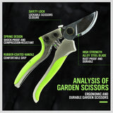 Bypass Pruning Shears Cutter Home Gardening Plant Scissor Branch Tool With Lock - Side View