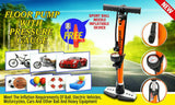 High Pressure Air Pump Bicycle Bike Alloy Floor Air Gauge Ball Balloon Nozzles - Front View