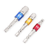 3Pc Socket Bit Adaptor Set Drill Nut Driver Power Extension Bars 1/4 3/8 1/2