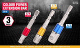 3Pc Socket Bit Adaptor Set Drill Nut Driver Power Extension Bars 1/4 3/8 1/2