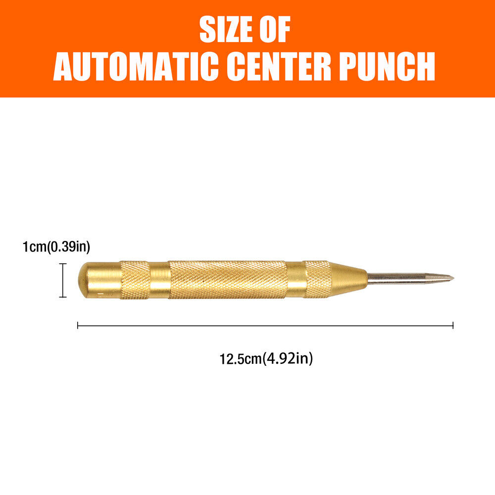 125mm/5 Automatic Centre Punch Adjustable Spring Loaded Metal Drill Tool Glod