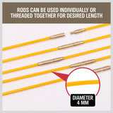 3.3m ? 4mm Fibreglass Electricians Push Pull Rods Cable Cavity Contractors Duct