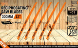 5Pc 300mm Reciprocating Saw Blades 5TPI Wood Timber Pruning Tool W/T Case - Front View